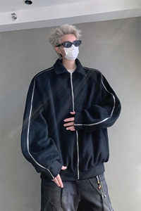 男装拉链呢料呢子夹克 24冬季休闲呢子大衣外套 XZ514-2-F22-P128图片