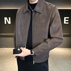 25886-M-4XL-P145店主风秋季机车服男士休闲复古做旧皮衣翻领外套，男装皮衣，电商B255