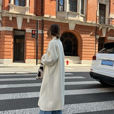 2025年夏季常规中长款长袖纯色时尚百搭双面呢大衣简约大方，女装双面呢大衣，蒙绒特