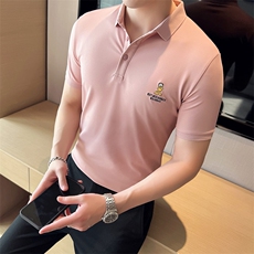 2024夏季新款英伦风高品质修身刺绣POLO衫冰丝短袖T恤男D239-p48，男装T恤，电商D303