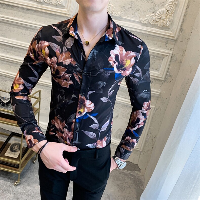 312A-943-P55新款社会精神小伙长袖衬衫男时尚帅气夜店衬衣-首1,男装衬衫,星座312A-5