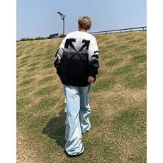 秋冬毛衣渐变箭头条纹宽马海毛男女生针织衫毛衣外套潮YE1104-P55，男装针织衫/毛衣，星座302B-2