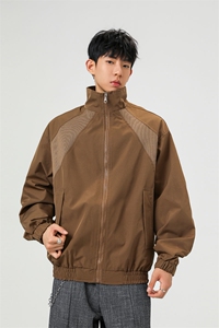美式罗纹拼接袖子褶皱大码M-5XL教练夹克男JK78056P69控105图片
