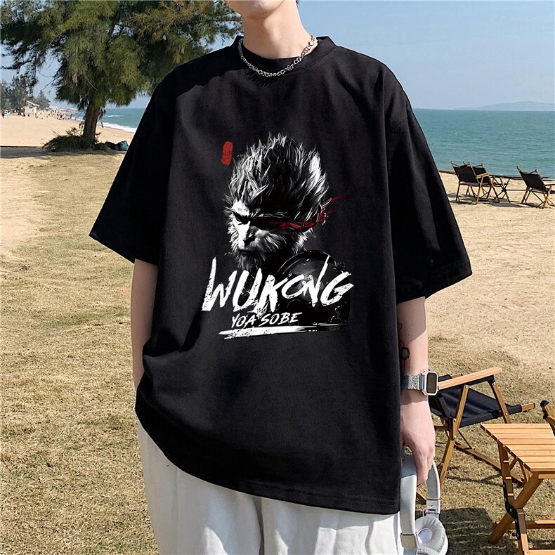 220克纯棉短袖T恤男大码潮牌印花体恤黑神话悟空T恤WT319，男装T恤，电商A426-1(原A430-1)