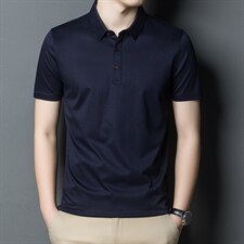 2023夏季新款潮流宽松翻领棉质半袖体恤衫中青年男装上衣服打底衫，男装T恤，电商B212（原钱塘6029）