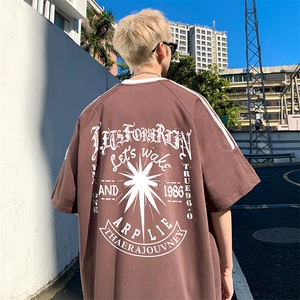 量大优供抖音视频 支持得物品质配合二开 美式三条杠短袖t恤ZD185图片