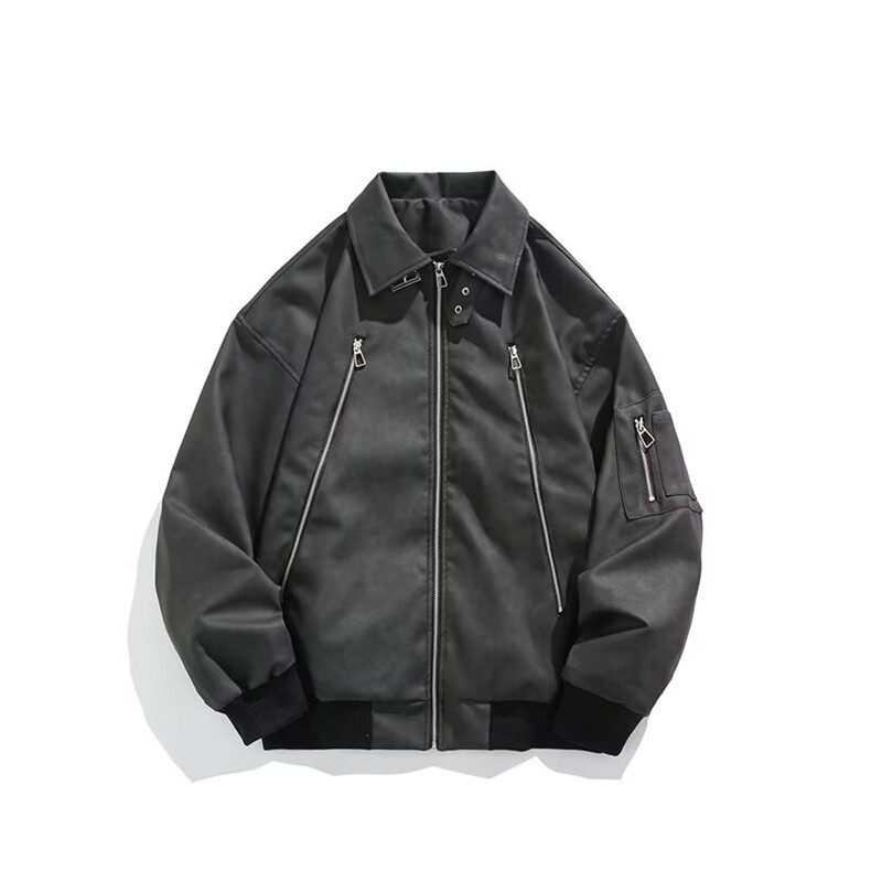 复古做旧PU皮衣夹克美式潮牌痞帅机车服外套休闲上衣Y1029P72网图,男装夹克,电商B245