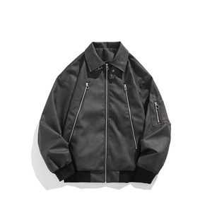 复古做旧PU皮衣夹克美式潮牌痞帅机车服外套休闲上衣Y1029P72网图图片