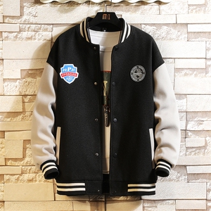 2022春季新款呢料砖墙挂拍贴标大码棒球服外套夹克J6822-P85图片