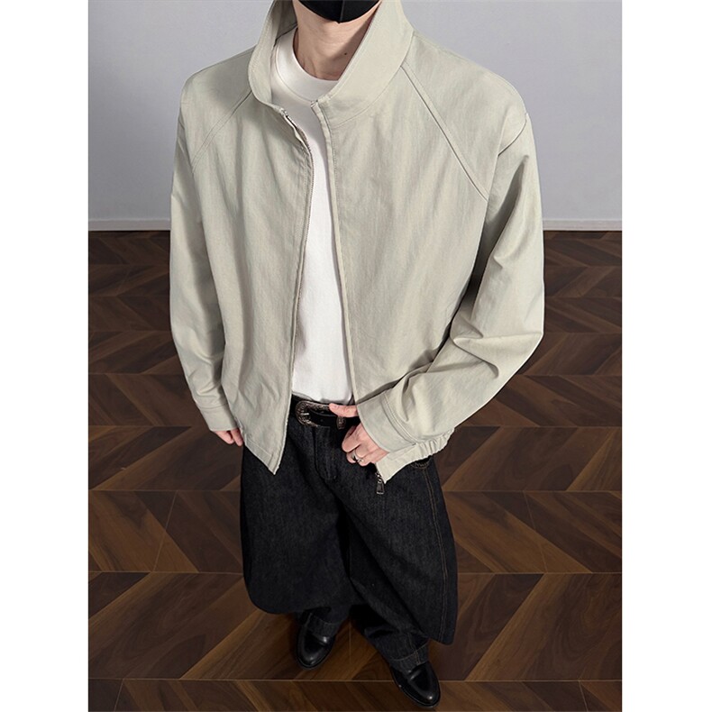 2026春季新款美式高街纯色立领大码夹克外套男J6501-特P60控128，男装夹克，电商A001