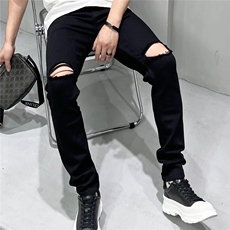 高端牛仔裤男破洞新款弹力修身小脚百搭时尚休闲裤子ZG935P34，男装牛仔裤，星座1112-1