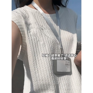 XZ809A/FFF02/特P24/控48 美式V领坎肩万针绣花背心T恤图片