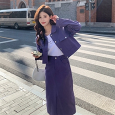 A9806紫色牛仔套装批155控238，女装套装/套裙，浙宝305