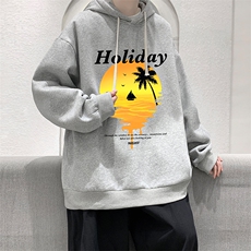 WY2266-P35加绒款-P40纯棉连帽卫衣男大码运动帽衫宽松薄外套男，男装卫衣，电商A040