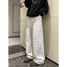 【现货】612-K228-P75冬季棉裤不规则菱格压线宽松直筒宽松休闲裤，男装休闲裤，星座612