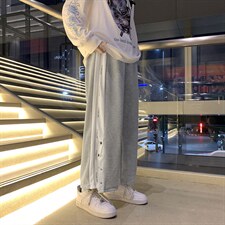 高街运动排扣裤子男直筒宽松九分裤潮流ins篮球休闲长裤k4030-p35，男装休闲裤，星座1008-2
