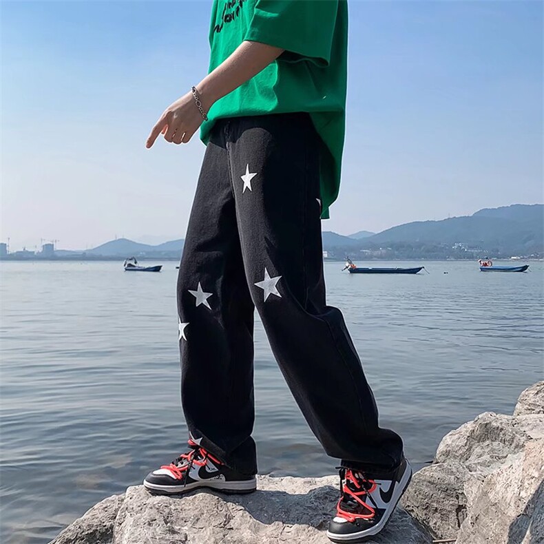 新款时尚潮男百搭宽松牛仔裤,男装牛仔裤,四季星座218-1