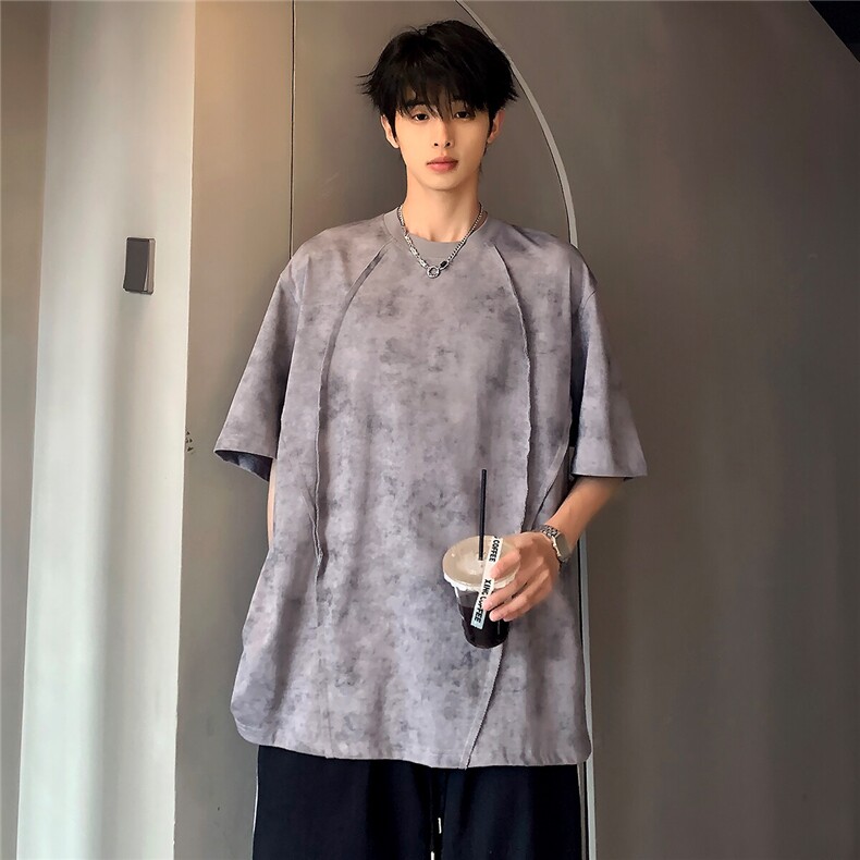 2026夏季新款潮牌学生重磅休闲扎染圆领休闲高级短袖T806-P38,男装T恤,电商C307