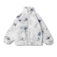 1白底情侣羊羔毛大码M-5XL潮扎染毛绒棉衣外套YG7503P128控168，男装棉衣，星座226-2