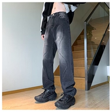 牛仔裤男秋季高街痞帅宽松裤子潮牌潮流百搭阔腿长裤DHW3043/P50，男装牛仔裤，星座506