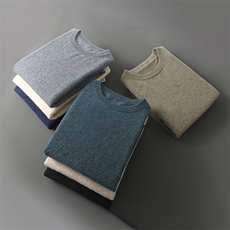 高品质男士加密针织圆领羊绒衫经典简约设计舒适保暖商务休闲，男装羊绒套衫，台绒羊绒