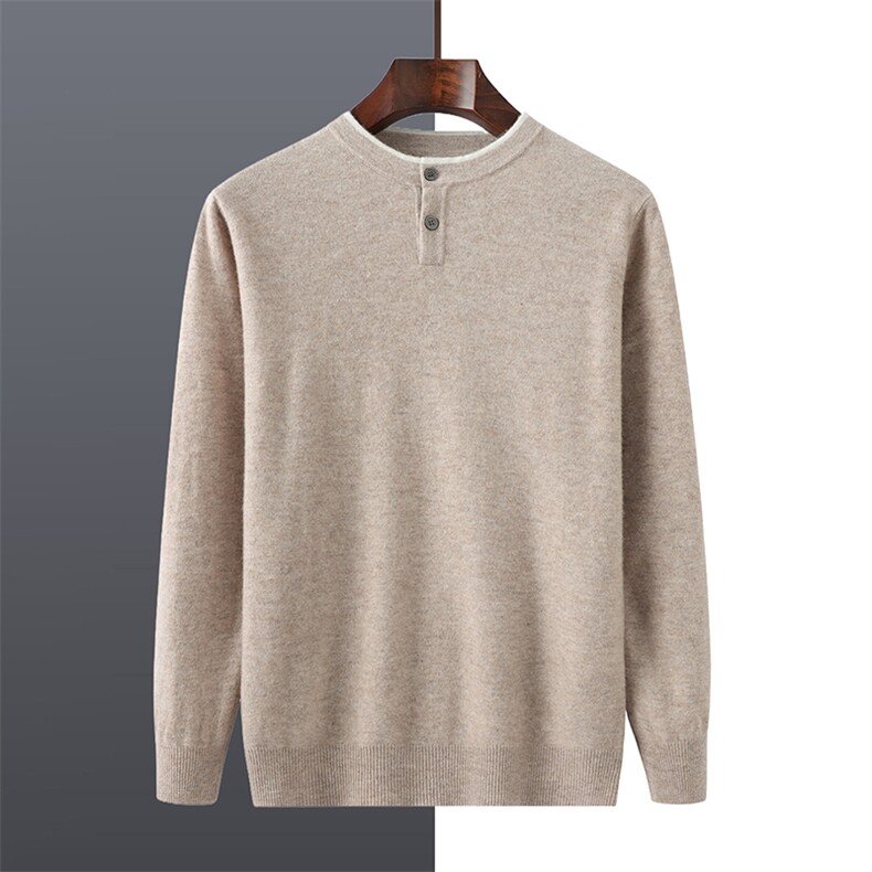 2025年秋季新款百搭男士假两件长袖羊毛衫，男装羊毛衫，牧绒家园高端店