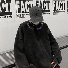 美式潮牌重磅水洗做旧圆领卫衣力推大码男XZ517A-BK5560-P58，男装卫衣，星座517A
