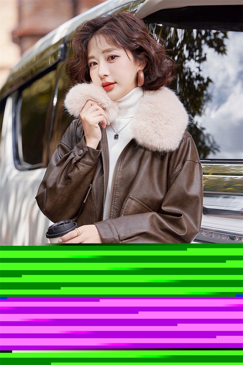 海宁皮衣女真皮2025秋冬新款短款绵羊皮皮夹克加绒加厚小个子外套,女装皮衣,简古