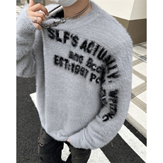 针织衫男女韩版潮流高街帅字母提花2024冬季新款ins毛衣MZ563-P57，男装针织衫/毛衣，星座412-3