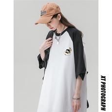 中性风夏季时尚百搭圆领卡通印花宽松100棉短袖T恤DT450P40控58，男装T恤，A247A