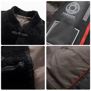 高端新中式唐装羽绒服男士风冬季中老年水貂绒羽绒服大衣外套图片