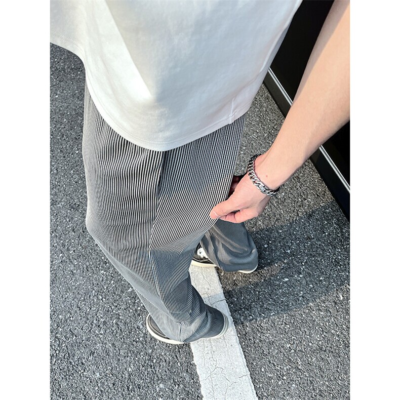 A178XK458新款夏季薄款男直筒长裤冰丝休闲宽松垂感阔腿卫裤,男装休闲裤,电商A178
