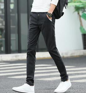 春秋男装时尚修身简约舒适弹力长裤商务透气休闲裤磨毛图片