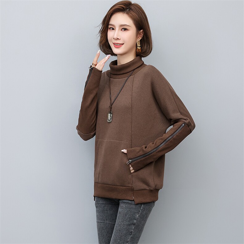 加绒卫衣女2022新款冬季高领短款时尚洋气秋冬打底上衣,女装卫衣/绒衫,忆绮罗
