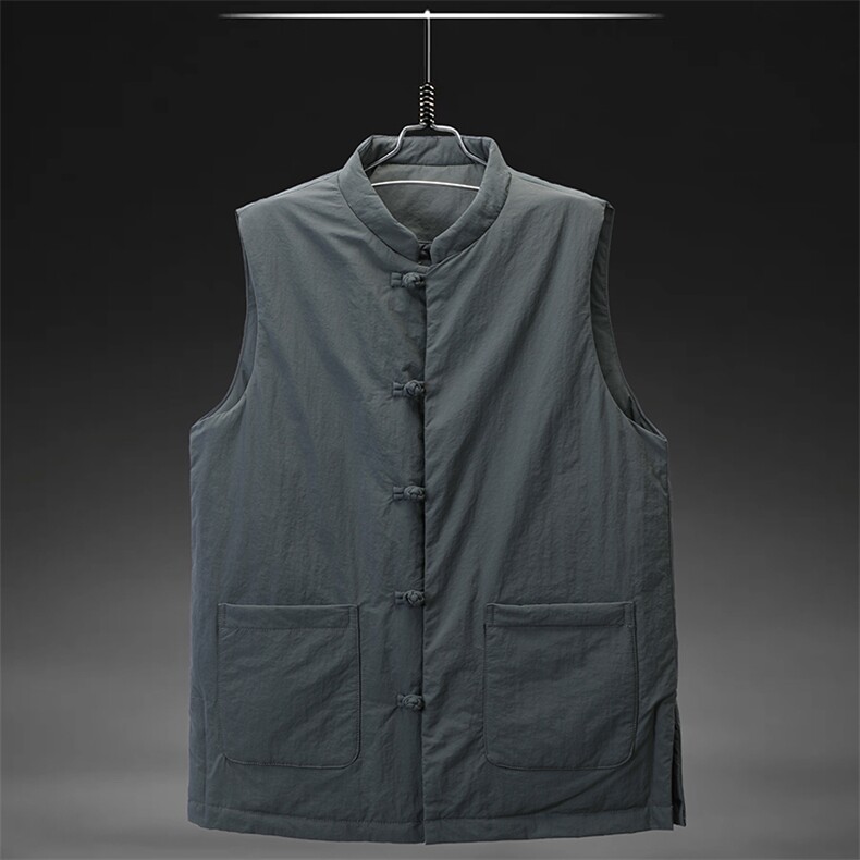 【】90绒风中式唐装白鸭绒冬款男士中年羽绒服马甲，男装羽绒服，钱塘723