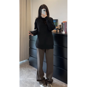 美式秋冬老钱风呢料休闲裤男通勤百搭厚款直筒长裤潮K3662-特P42图片