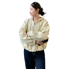 春装有货】奶黄色机车皮衣连帽休闲外套p165k268，女装短外套，2C295