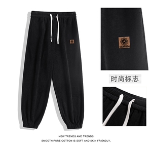 抗皱重磅长裤美式高级纯色条绒抽绳束脚裤  X1891-特批45图片