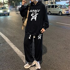 2025秋季新款连帽卫衣套装华夫格情侣装潮XZ102A-4-HF0039-P78，男装休闲套装，星座211-2