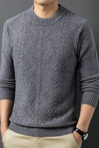 男士圆领羊毛针织衫冬季新款男装宽松加厚毛衣中年商务休闲打底衫图片