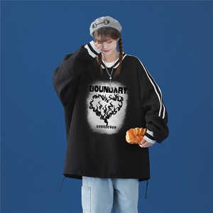中性风美式hiphop慵懒风V领设计感套头卫衣潮牌上衣B22 P55控68--图片