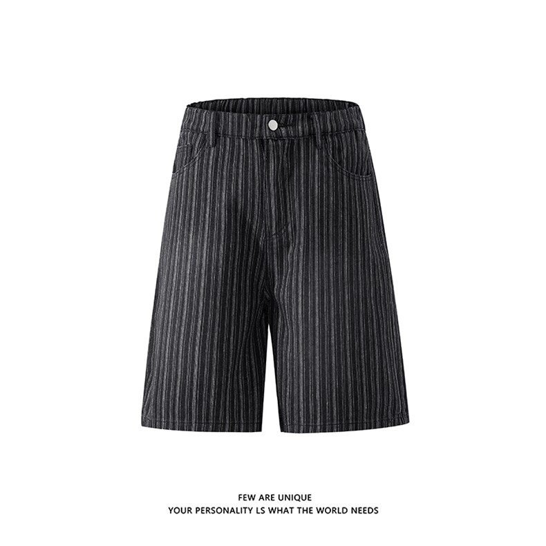 白底痞帅条纹牛仔短裤男夏季美式休闲五分裤子-A2078TP38控68,男装牛仔裤,电商B241