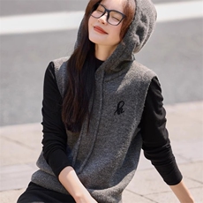 新款针织连帽针织无袖背心时尚百搭，女装羊毛衫，鑫之绒