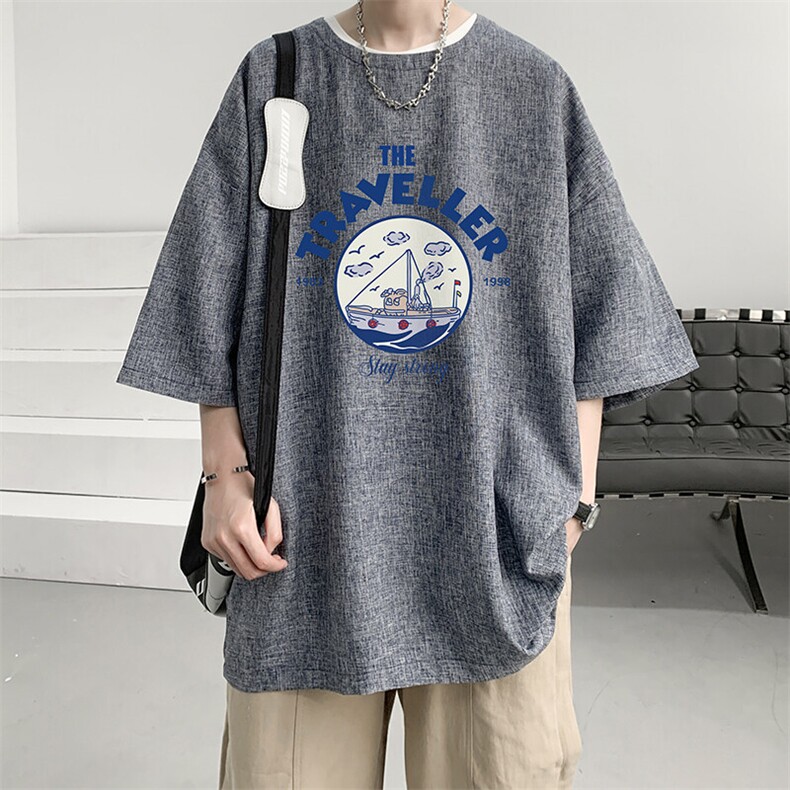 风复古亚麻短袖男棉麻t恤男半袖ZT71410-P35,男装T恤,电商A040