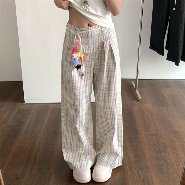 AK2273-P50夏季潮流新款格子休闲裤百搭美式复古休闲裤,男装休闲裤,星座617A-2