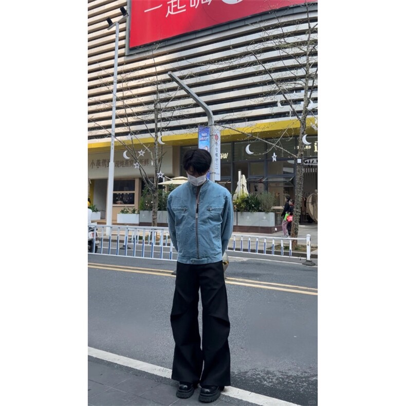 【有货】冰川蓝立领外套男高级感痞帅春秋工装夹克JK7703HH-特P65,男装夹克,星座1007（原301D）