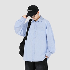 有原图YK86047-P3520%人棉80%涤纶蓝白色条纹长袖衬衫男春夏季，男装衬衫，电商A086-1