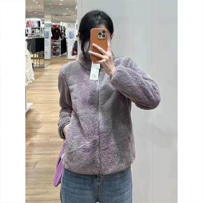高品纯色厚实拉链茄克长绒保暖显瘦立领摇粒绒外套男女A1194-P40,男装棉衣,星座1505