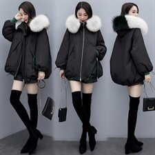 长袖气质百搭2022年冬季显瘦棉衣/棉服保暖中长款，女装棉衣/棉服，半夏
