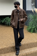 春秋日系复古潮牌痞帅PU机车皮衣学生宽松美拉德中性棕皮夹克休闲，男装夹克，星座505-2（原电商A260-1)